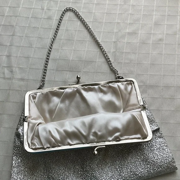 Silver Metallic Evening Clutch Bag - Picture 2 of 6
